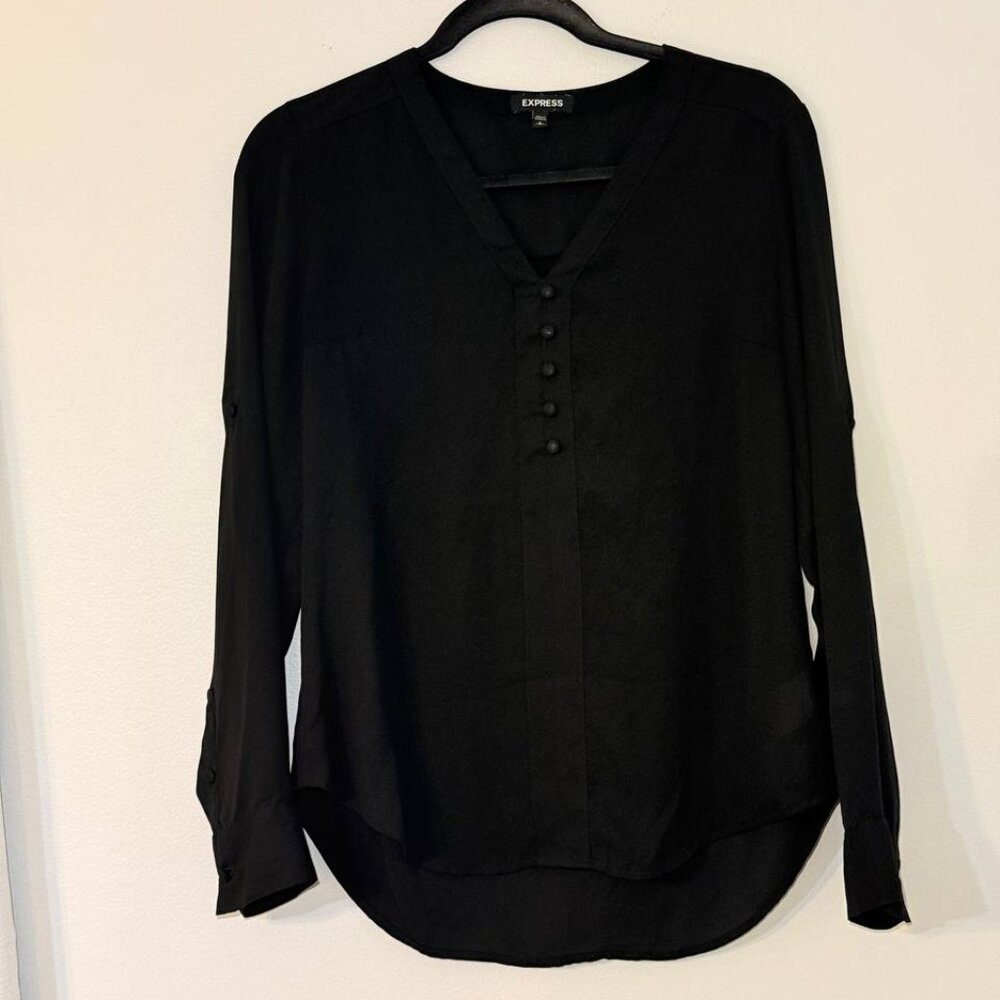 Express Womens Long Sleeve Top Black Size S